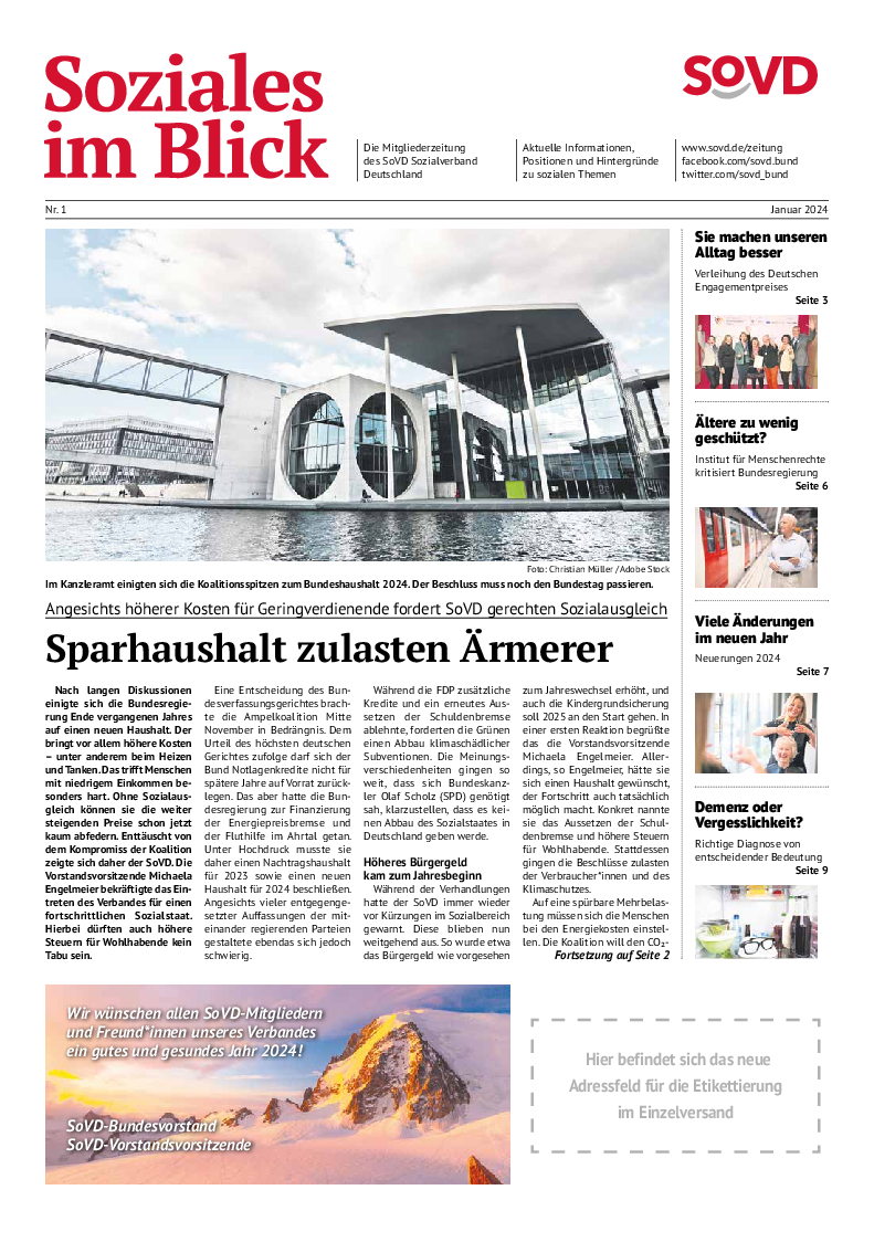 SoVD-Zeitung 01/2024 (Mitteldeutschland, Mecklenburg-Vorpommern)